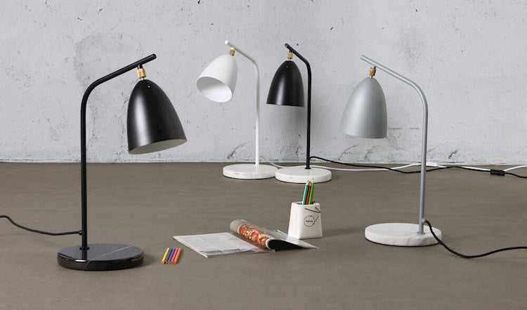 Loren Table Lamp - Matt White/White Marble