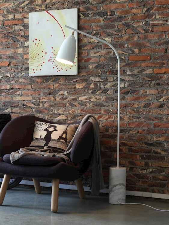 Loren Floor Lamp - Silver/White Marble