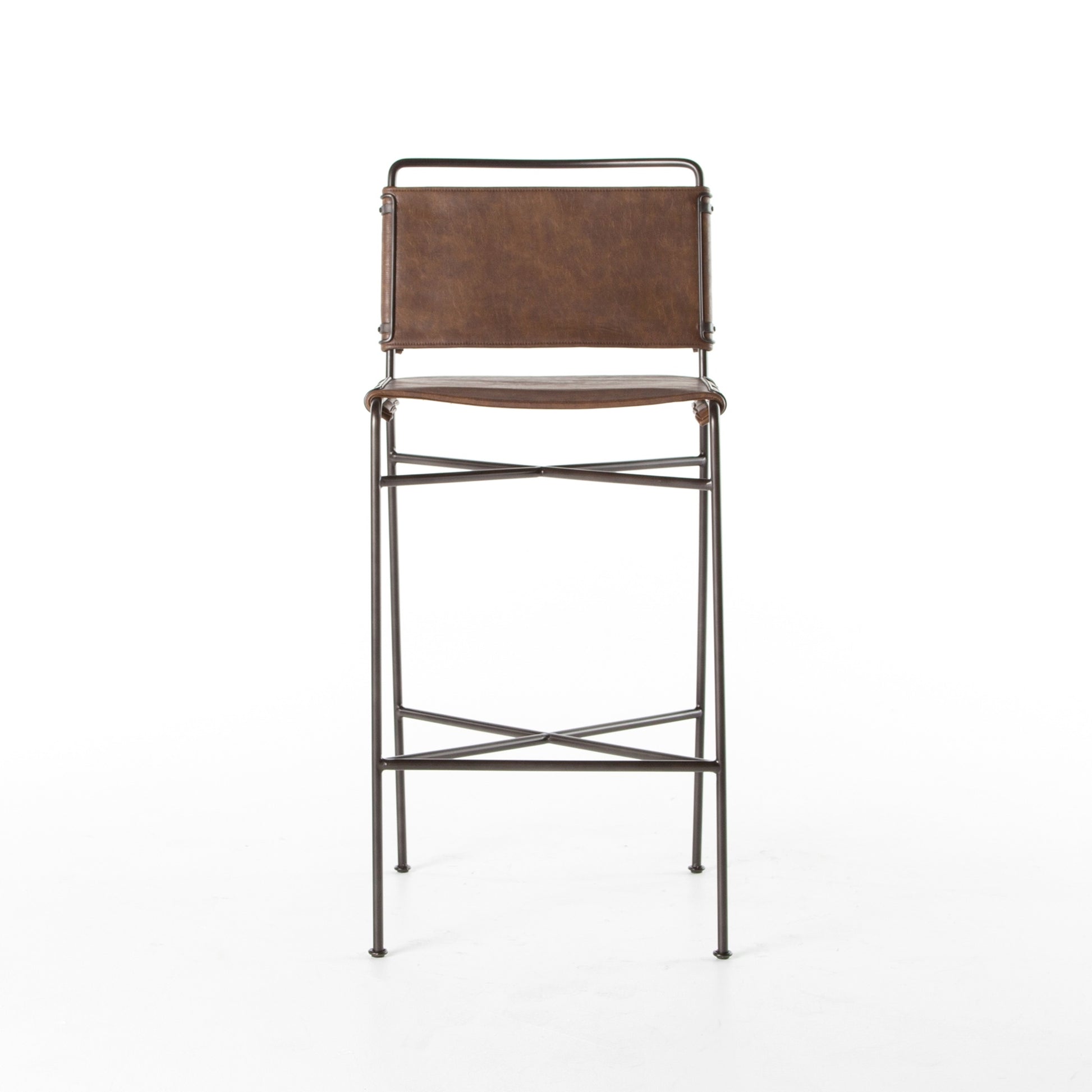OPEN BOX - Wharton Stool In Distressed Brown In Bar