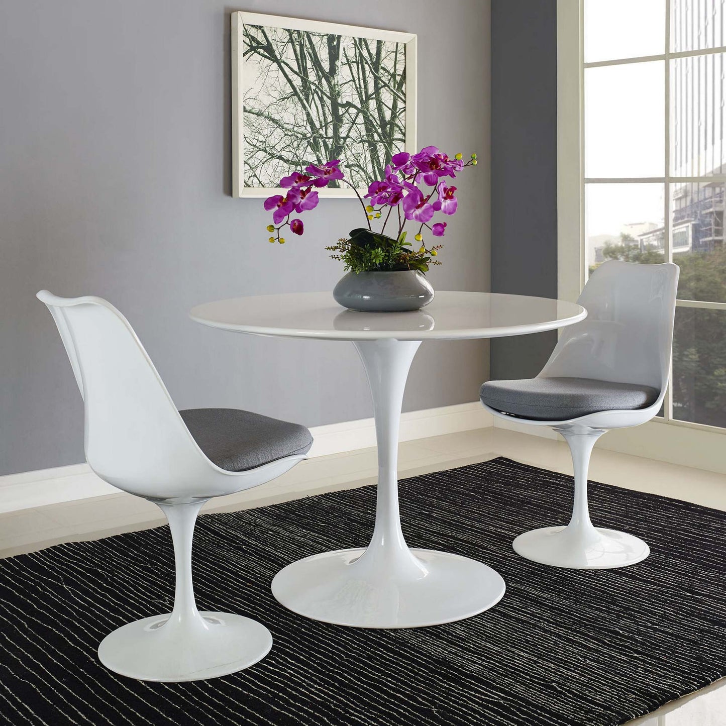 Willow 40" Round Wood Top Dining Table In White