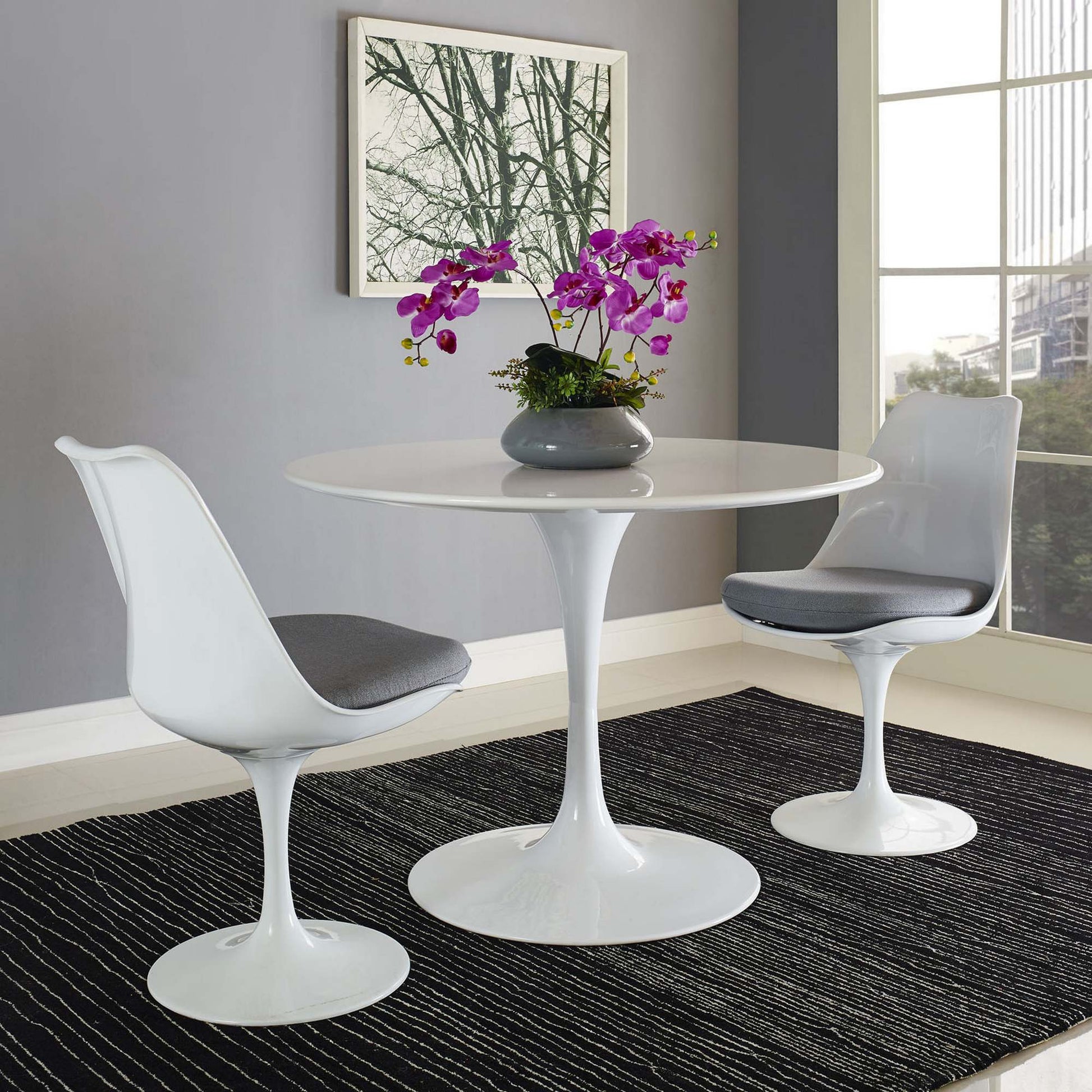 Willow 40" Round Wood Top Dining Table In White