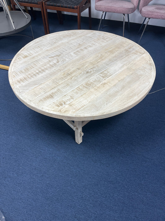 48” Round Coastal wood coffee table