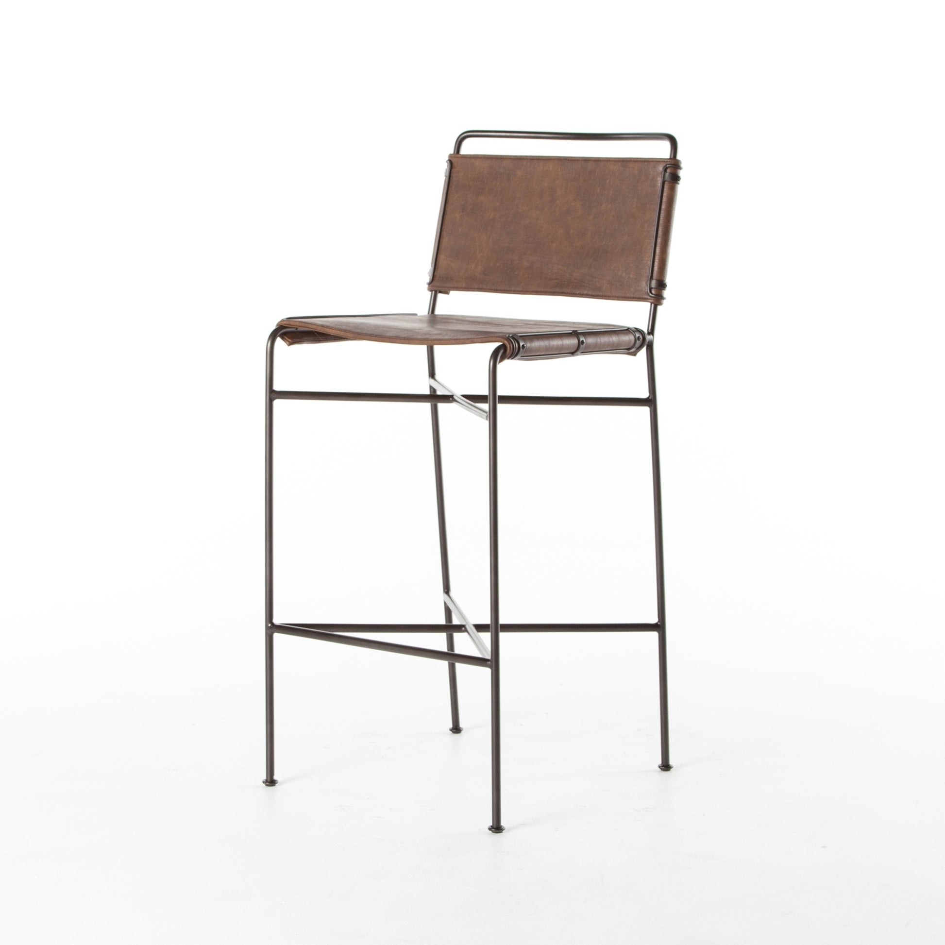 OPEN BOX - Wharton Stool In Distressed Brown In Bar