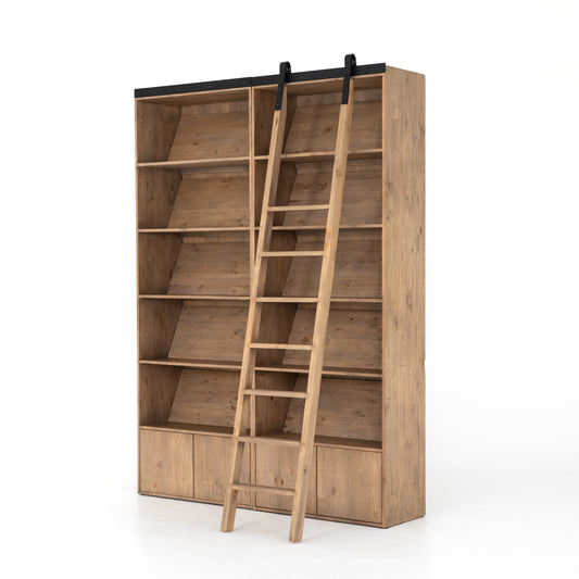 Bane Double Bookshelf W/ Ladder In Smoked P